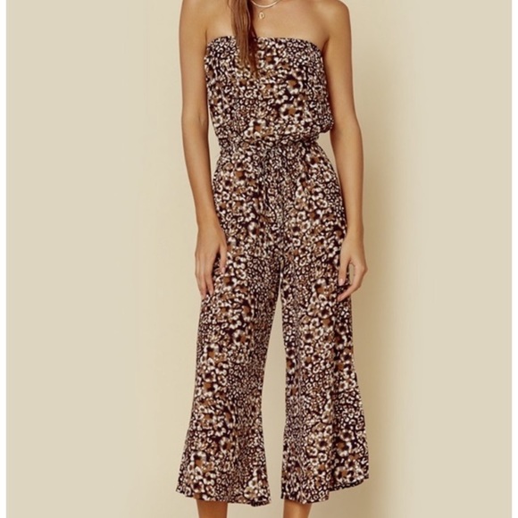 BLUE LIFE Reverse Leopard Print Bell Jumper Sleeveless Strapless Jumpsuit XS - Picture 13 of 13